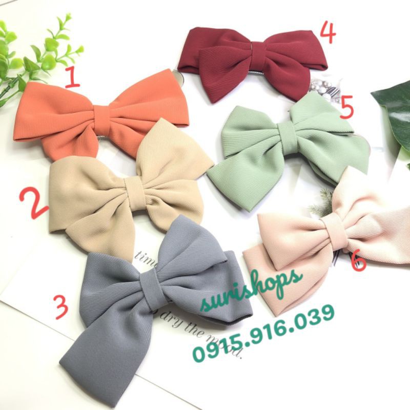 Kẹp Nơ Trơn Kẹp Màu, Kẹp Tóc Nơ Nhiều Màu