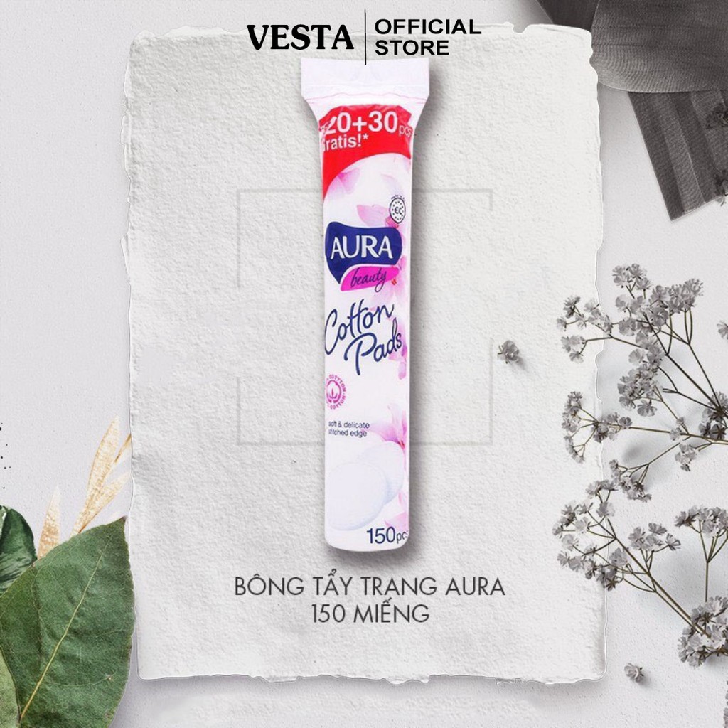 Bông tẩy trang 💖𝑭𝒓𝒆𝒆𝒔𝒉𝒊𝒑💖 Bông tẩy trang Aura 150 miếng | BigBuy360 - bigbuy360.vn
