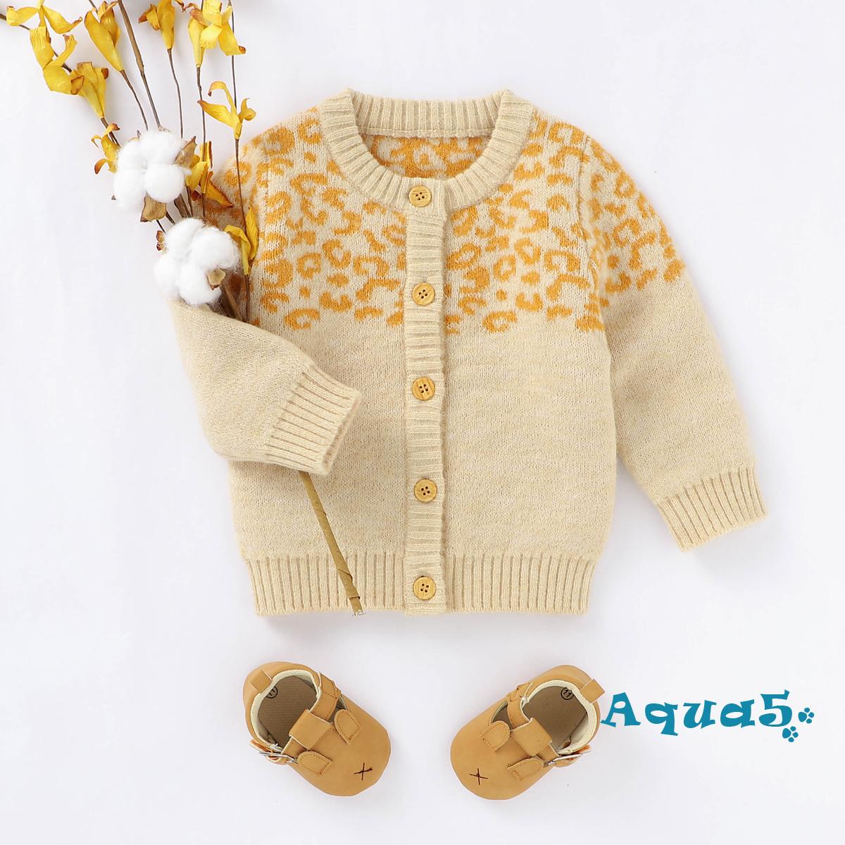 Áo Khoác Cardigan Họa Tiết Da Báo Thời Trang Thu Đông Cho Bé Gái