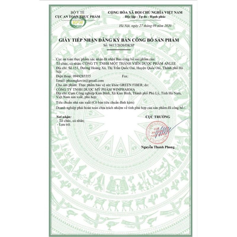 Chất xơ tự nhiên Green Fiber xanh sạch chuyên về táo bón