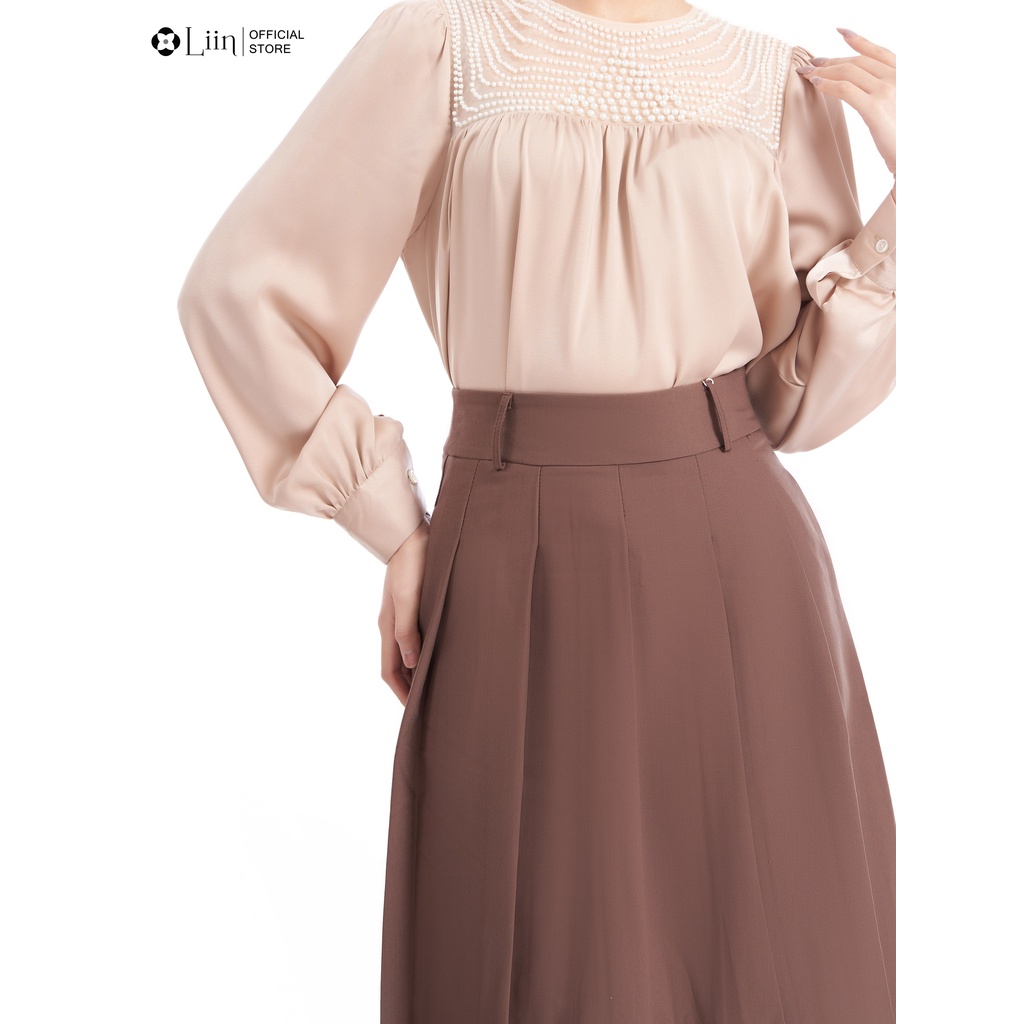 Chân váy linbi xếp ly dáng dài thiết kế trẻ trung, thời thượng liin clothing J4259