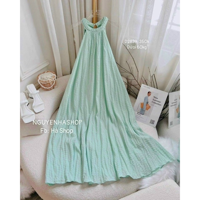 Đầm Yếm Đan Tít Chất Xốp Dáng Xuông Dài Cao Cấp alohashop91