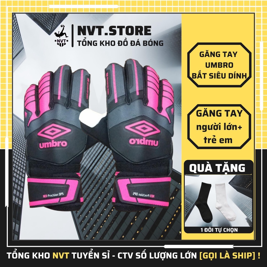 Bao găng tay thủ môn bắt bóng đá siêu dính, bao găng tay thủ môn trẻ em/người lớn có xương UMBRO loại cao cấp