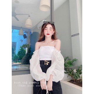 🔥Áo Bẹt Vai Tay RÚT DÂY LƯỚI