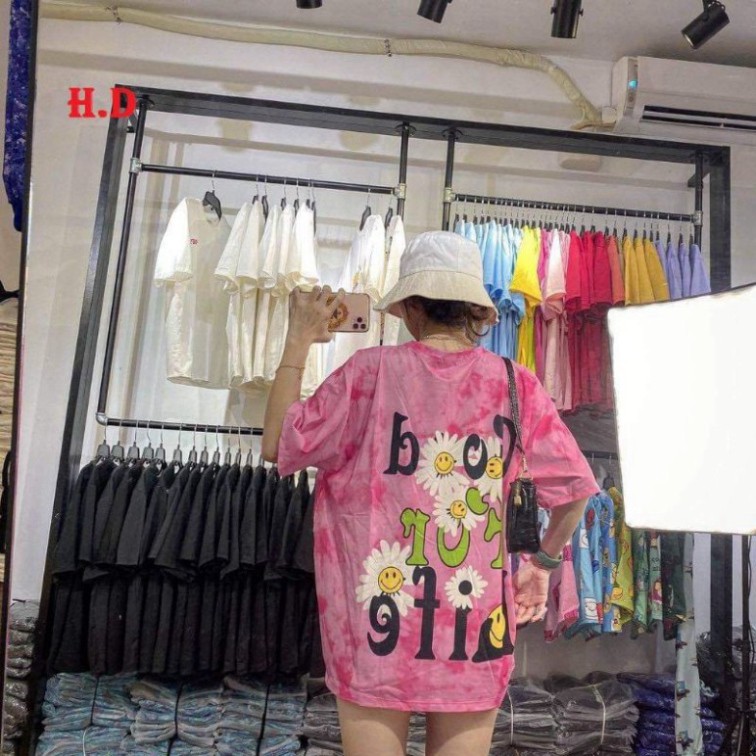 áo phông,thun tay lỡ nam nữ🦋áo loang hoa Good For🦋thời trang nhóm,cặp đôi🦋form thụng unisex freesize chất cot
