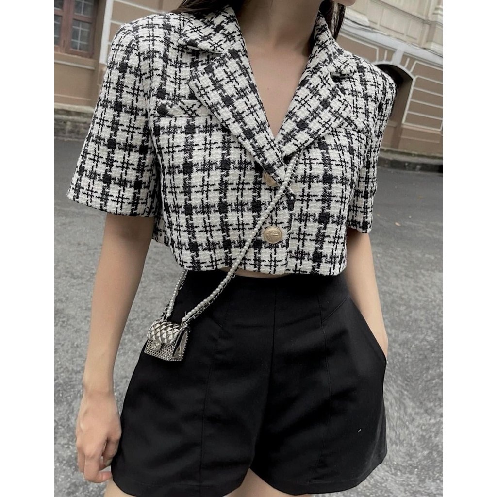 Áo Vest Tweed tay ngắn mix quần short siêu xinh