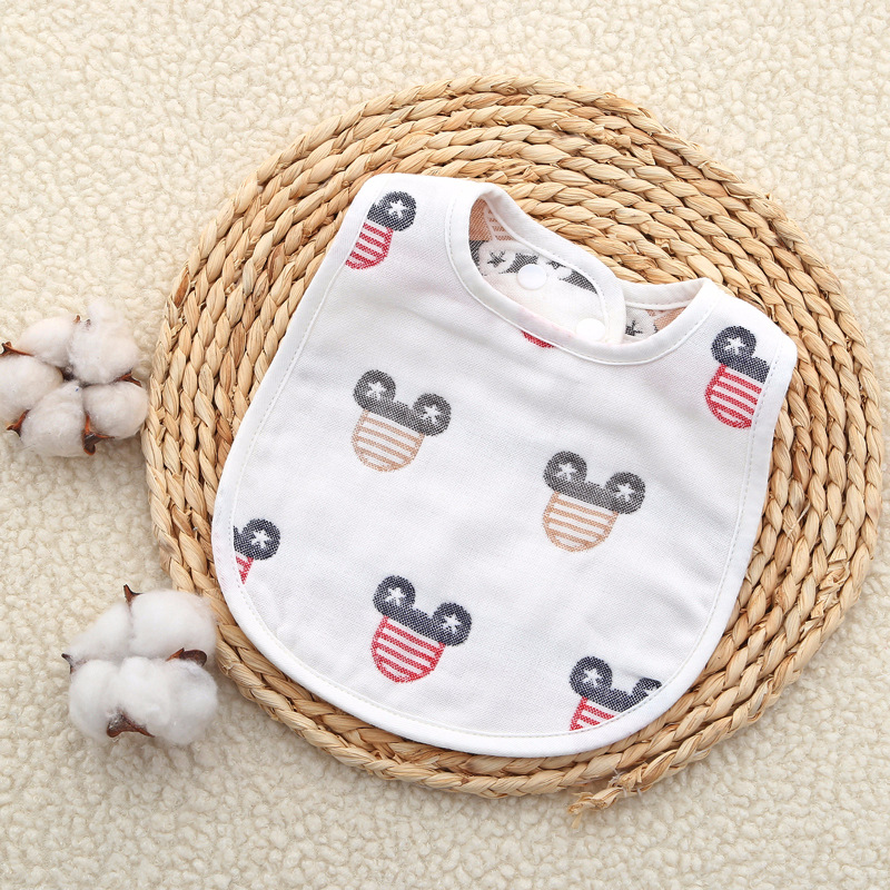 Yếm Ăn Cotton 6 Lớp Hình Chữ U Xinh Xắn Cho Bé