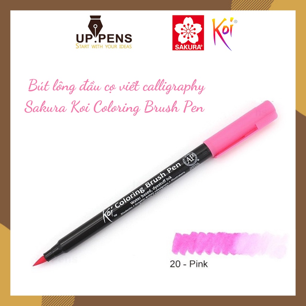 Combo 3 bút lông đầu cọ viết calligraphy Sakura Koi Coloring Brush Pen – Pink Colors 1