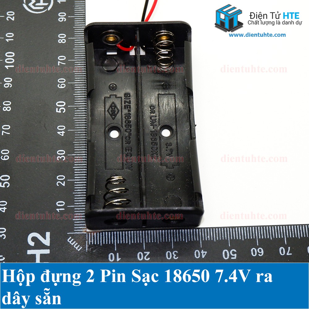 Hộp đựng Pin sạc 18650 2 cell 7.4V ra dây [HTE Quy Nhơn CN2]