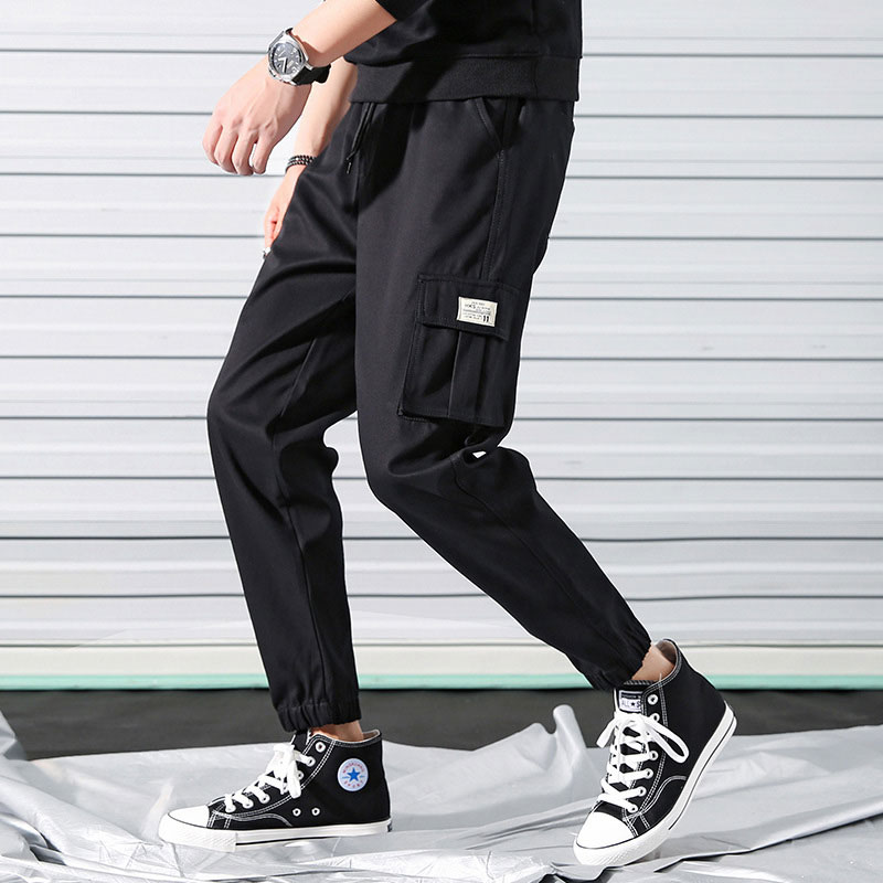 100% Cotton Men Cargo Long Pants Korean Style Trousers M-5XL