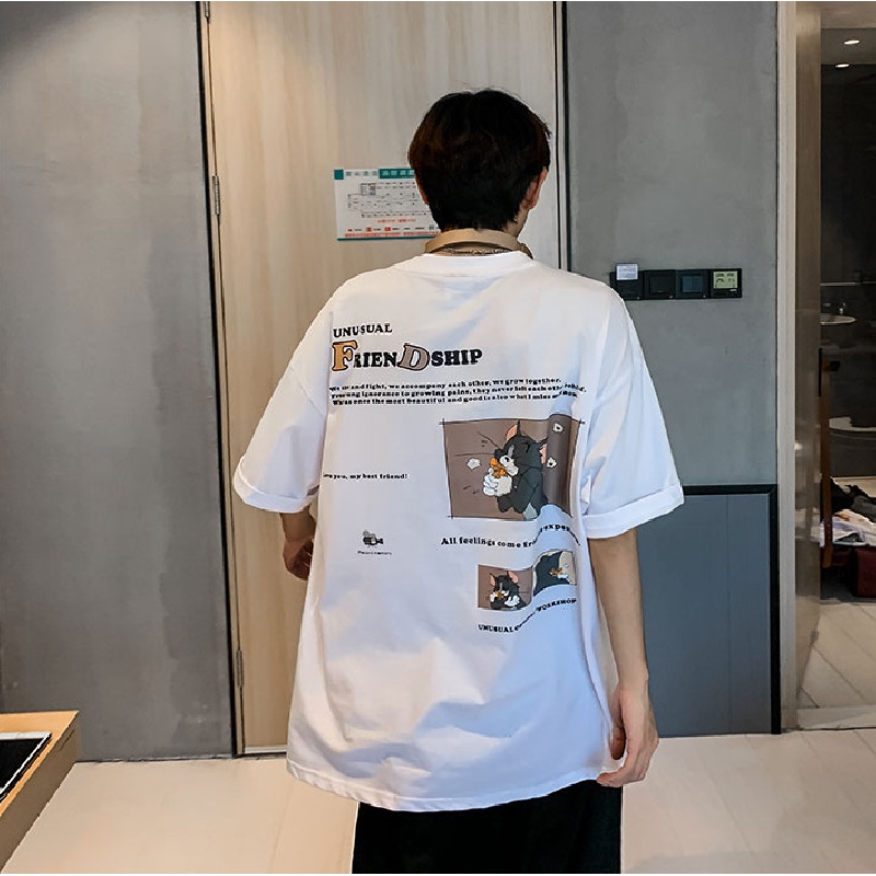Áo Thun Tay Ngắn Dáng Rộng Thời Trang Mùa Hè Phong Cách Hàn Quốc Cho Nam
