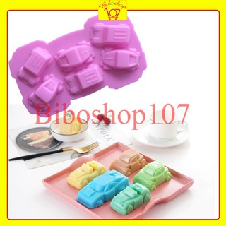 Khuôn silicon làm bánh, thạch, rau câu, socola 6 hình ô tô