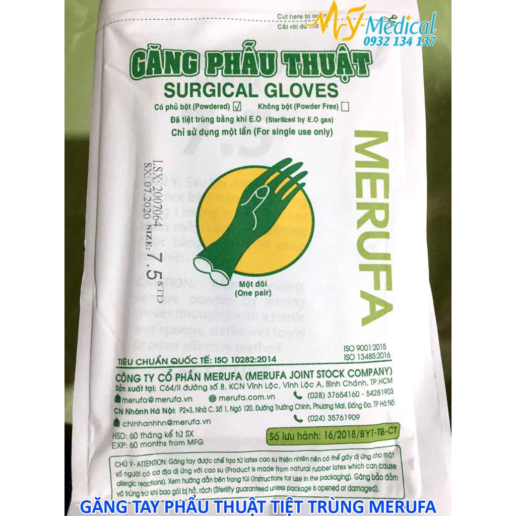 Găng Tay Phẫu Thuật Tiệt Trùng Merufa