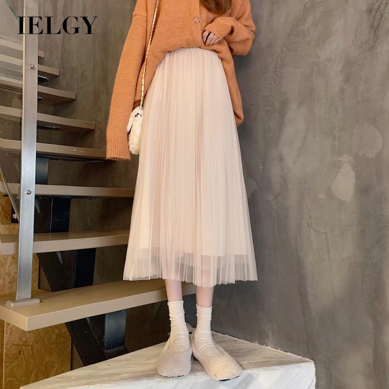 Chân váy Ielgy chữ A lưng cao phối lưới thời trang cho nữ