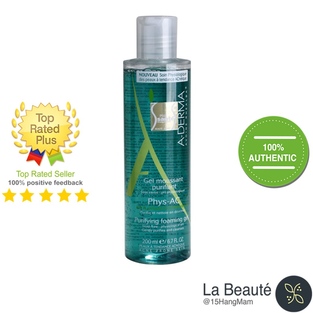 A-Derma Gel Moussant Purifiant Phys-Ac – Gel Rửa Mặt Cho Da Mụn, Nhạy Cảm 200ml
