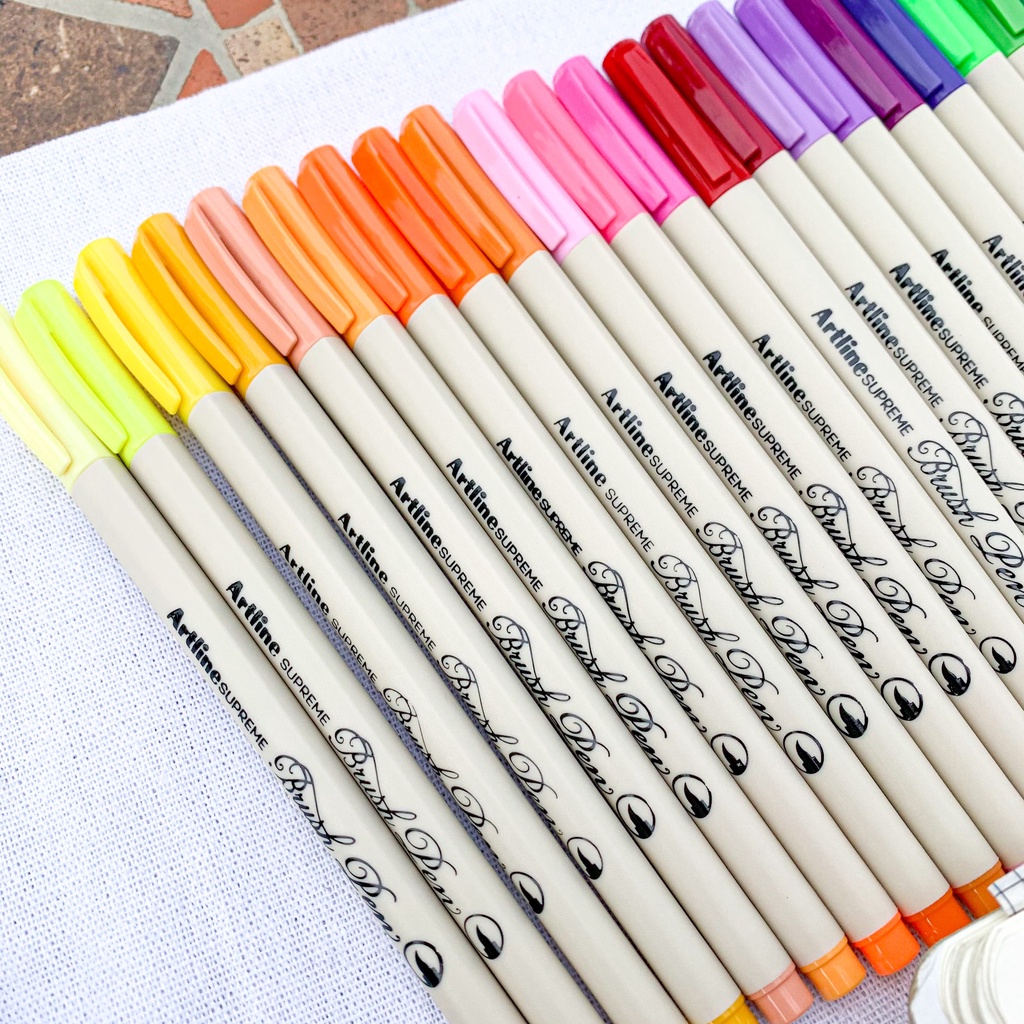 (P2) Bút Thư Pháp Calligraphy Rẻ Ngòi Vừa Artline Supreme Brush Pens - Hidari