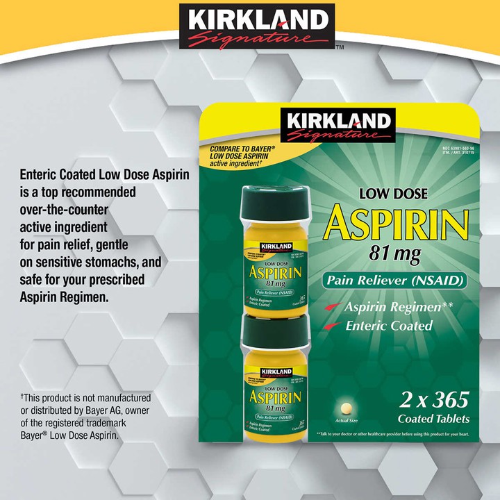 Aspirin.81mg.Kirkland.Signature 365 Viên