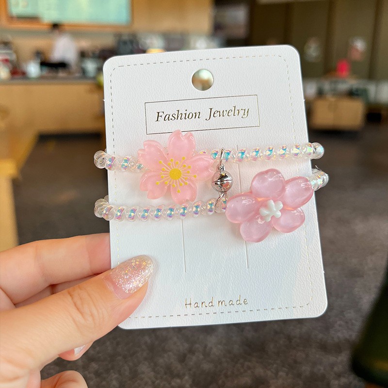 Dây Buộc Tóc Hoa Anh Đào Màu Hồng Cherry Nhỏ Xinh Xắn Cho Bé Gái