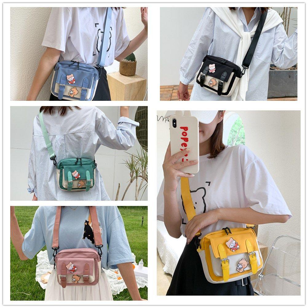 WONDER Túi Đeo Chéo Vải Canvas Kiểu Hàn Quốc Dễ Thương Cho Bạn Gái