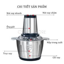 Máy Xay Thịt-Cối Xay Thực Phẩm Đa Năng Cối INOX 304 2L Công Suất 250W, 4 Lưỡi