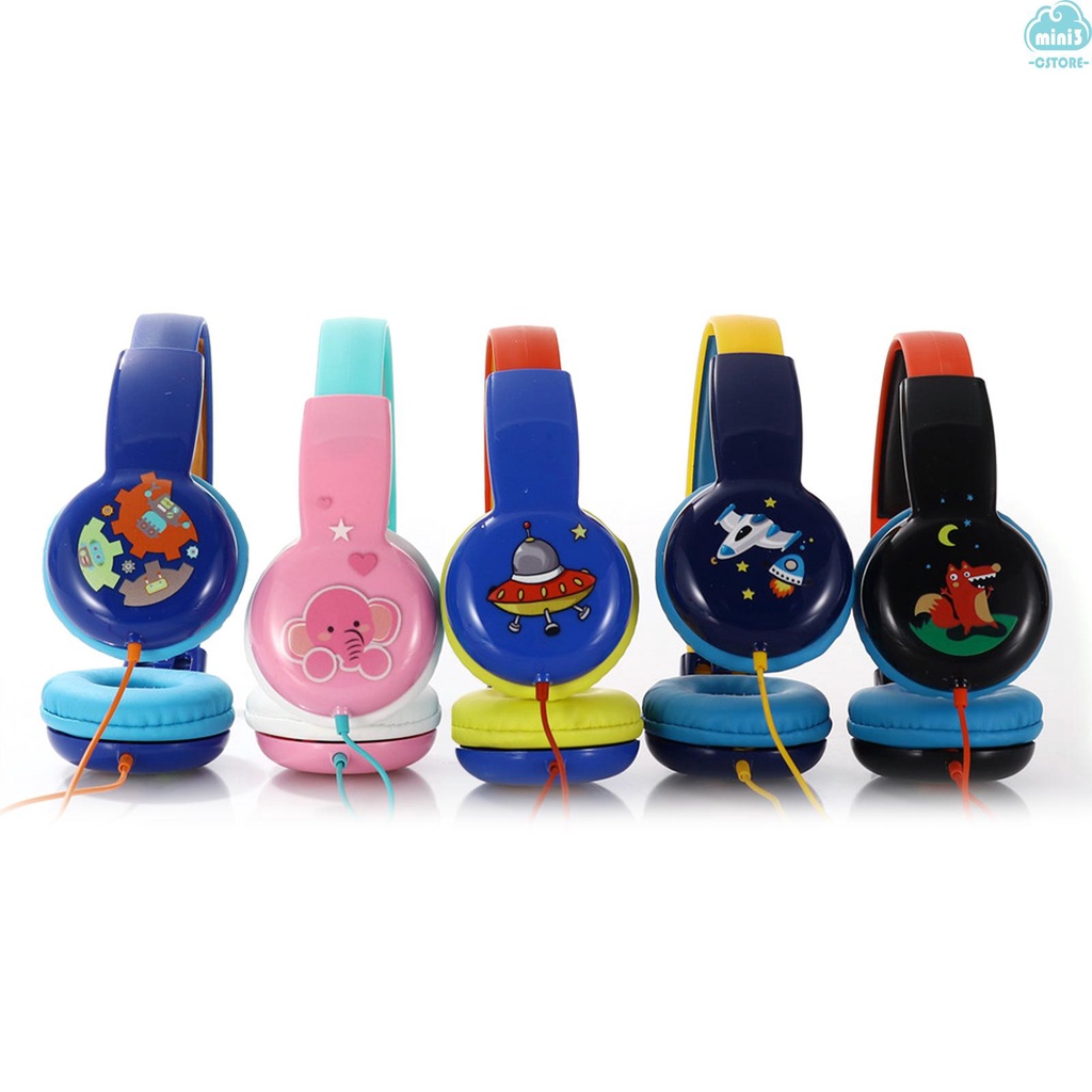 (V06) KID101 Wired Headset Kids On Ear Headphones with 3.5mm Audio Jack & Volume Portable Cute Children Learning Headphone Compatible with Cellphones Computer MP3/4 Pad Tablet
