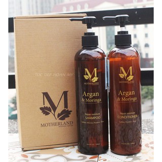 [Hàng công ty] Bộ dầu gội xả hữu cơ Motherland Argan & Morninga Repair Mosture