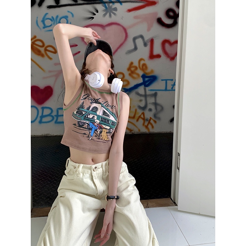 Áo Dệt Kim Không Tay In Họa Tiết Phong Cách Âu Mỹ Cổ Điển Thời Trang Mùa Hè Hàng Mới Dành Cho Bạn Nữ
