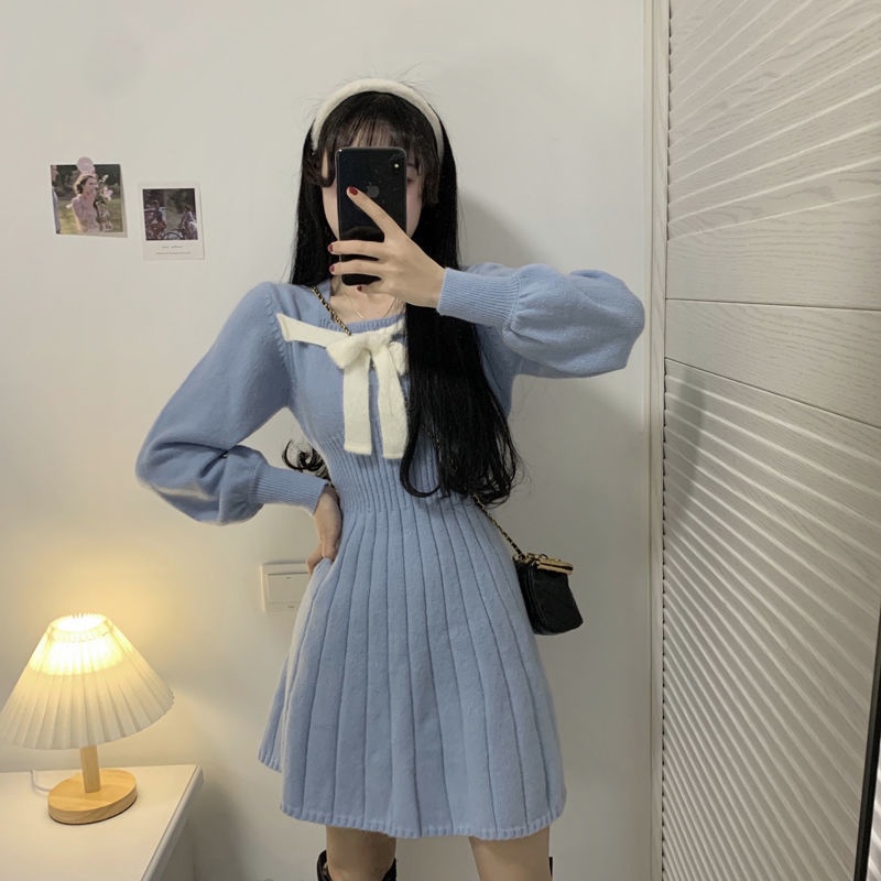 Đầm sweater nữ dệt kim thiết kế mới thời trang mùa xuân 2021