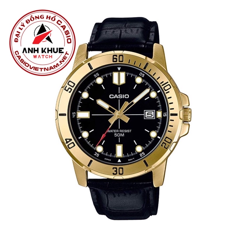 Đồng Hồ Nam Casio MTP-VD01GL-1EVUDF Dây Da Màu Nâu - Viền Mặt Mạ Vàng Sang Trọng