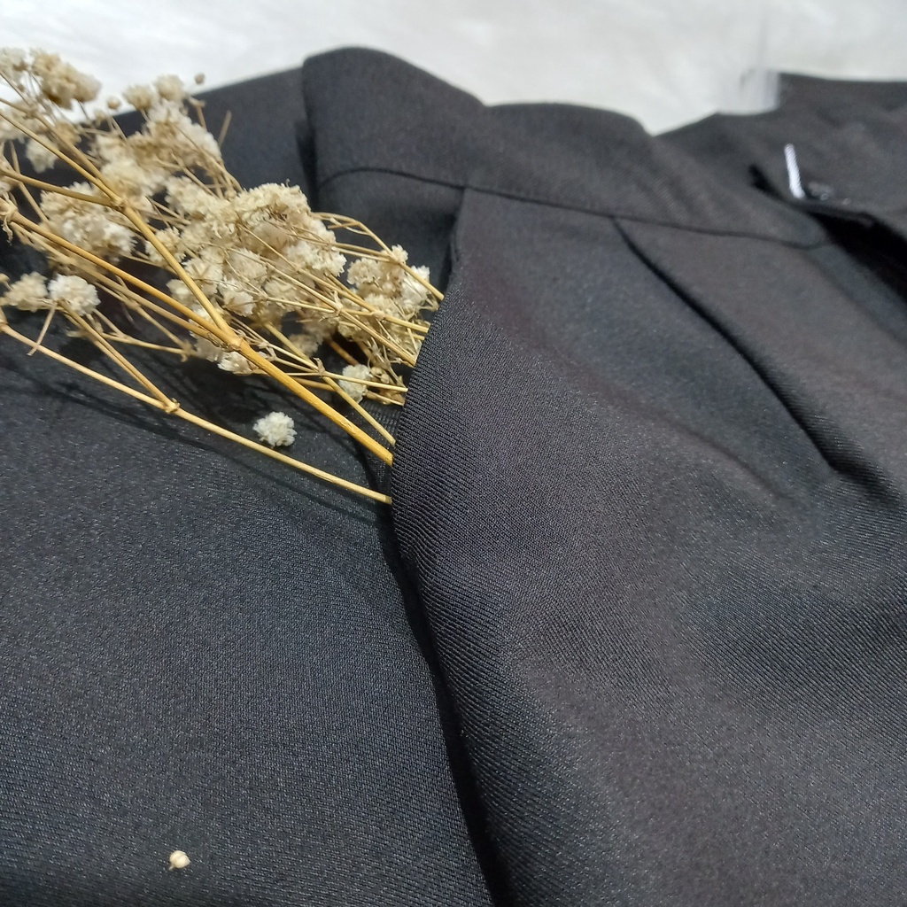 Quần ống rộng suông dáng dài cạp cao công sở màu đen, Quần tây nữ ống rộng khuy cài 1 cúc