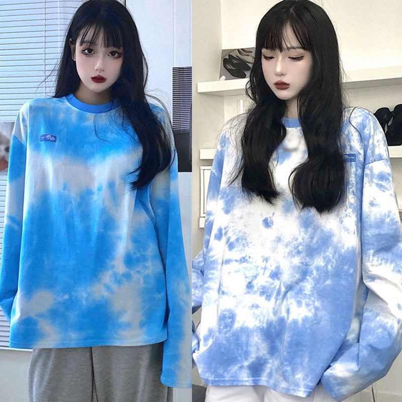 Women's Tie Dye O Neck Loose Leisure Long Sleeve T-Shirt Tops | BigBuy360 - bigbuy360.vn