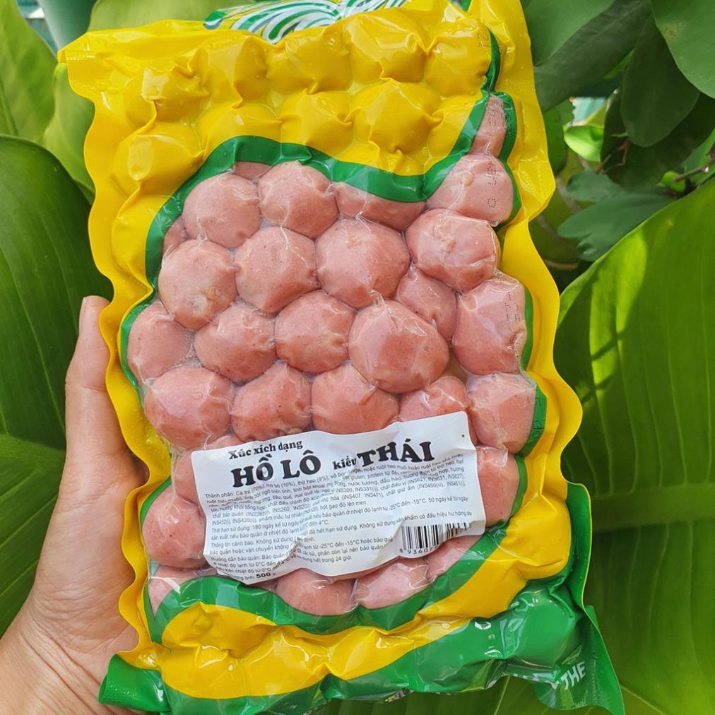 Xúc xích hồ lô kiểu Thái/ xúc xích bi mini 500g dùng để nướng, nhúng lẩu, xiên que, chiên, xào tiện lợi