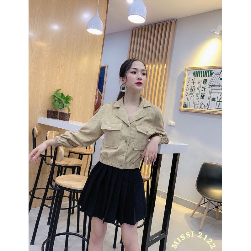 Áo khoác bomber nhung tăm cổ vest | BigBuy360 - bigbuy360.vn