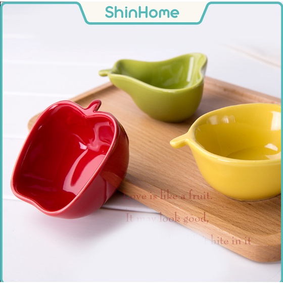 Bát sứ ăn dặm hình chanh, lê, táo - 75ml
