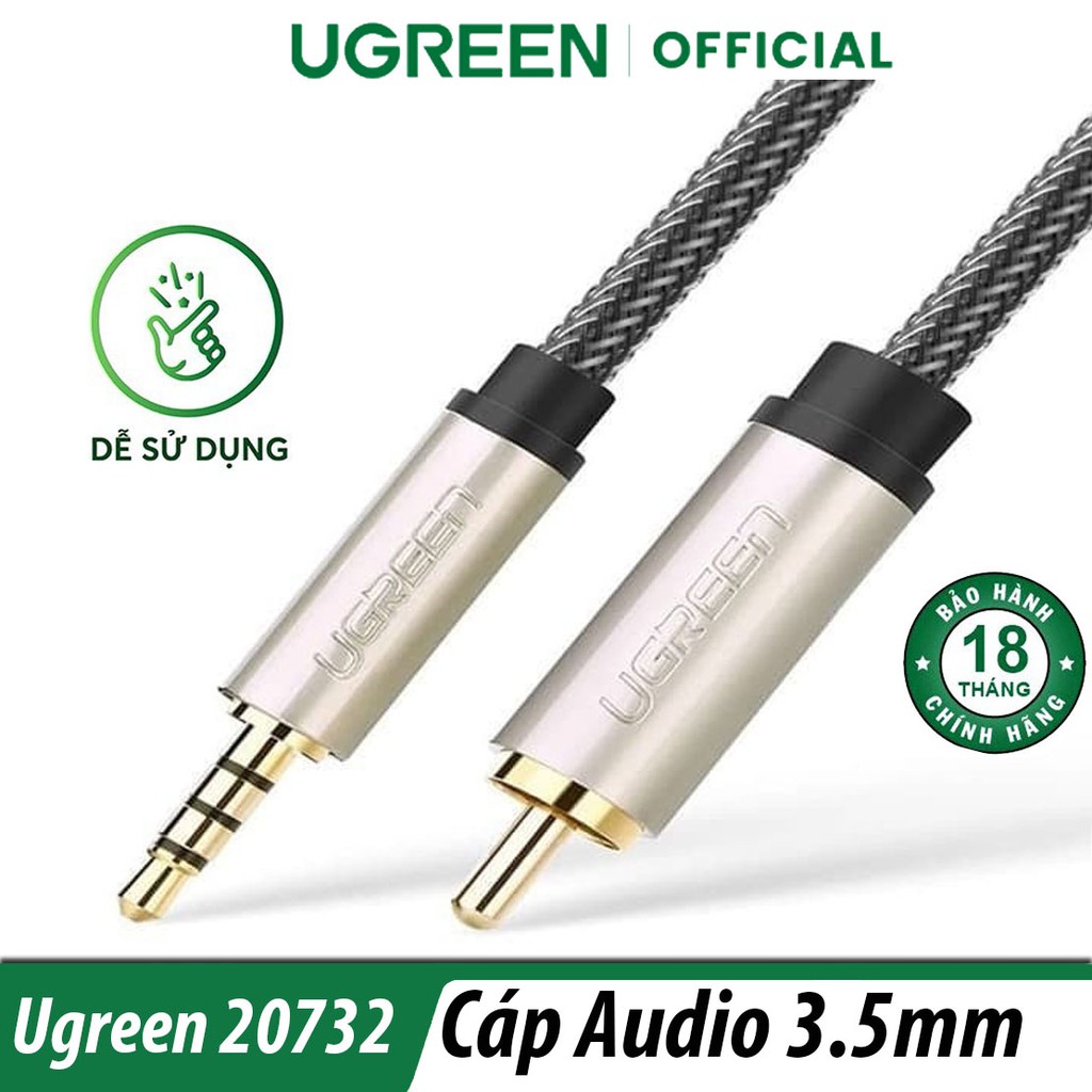Cáp Chuyển Âm Thanh 3.5MM Digital Sang RCA Dài 1,5M Ugreen 20732 Chính Hãng