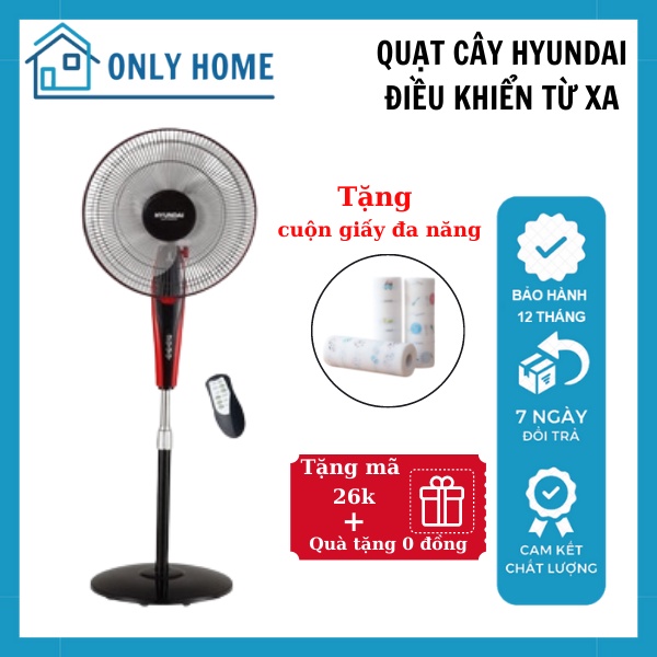Quạt Điện Hyundai Chính Hãng HDE 6100, Quạt Cây, Quạt Đứng Có Điều Khiển Từ Xa, Bảo hành 12 tháng