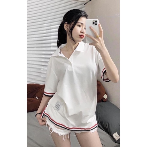 Áo Thun Polo Sọc Viền Hot Trend 2022- Áo Thun Tay Lỡ Cổ Đức Dáng Rộng Unisex Nam Nữ