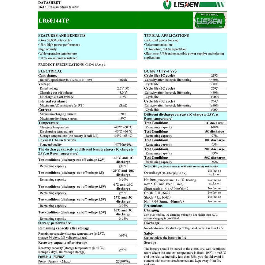 Bộ 5 cell pin LTO lithium titanate siêu bền siêu an toàn