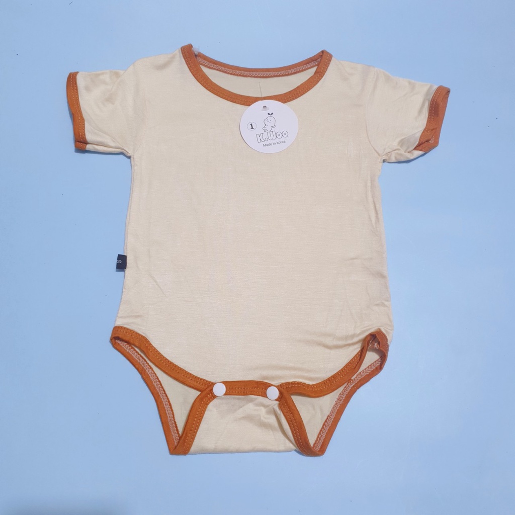 Bodysuit cộc tay TRƠN cổ viền chất thun lạnh mát mẻ, 4 màu siêu đẹp cho bé (4-10kg)