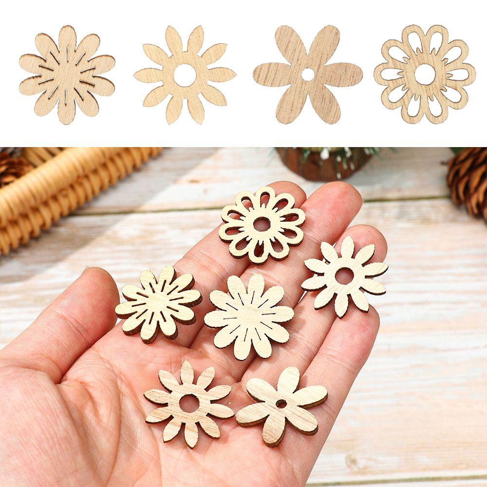 Set 50 Phụ Kiện Treo Trang Trí Cây Thông Giáng Sinh Bằng Gỗ Kiểu Hoạt Hình Dễ Thương