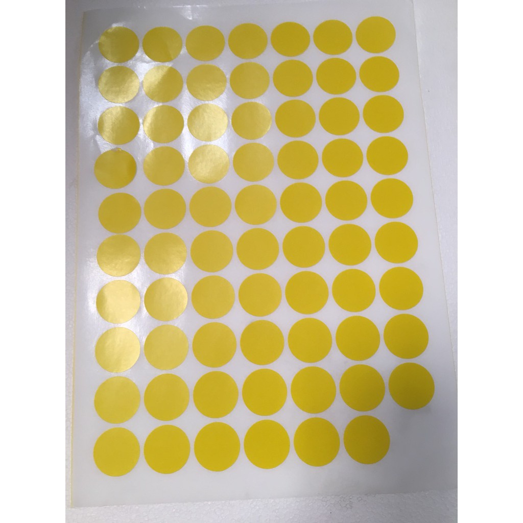 Tem tròn dán lỗi. Đường kính 1cm, 2cm, 2.5cm. Tem QC - PASS - NG.