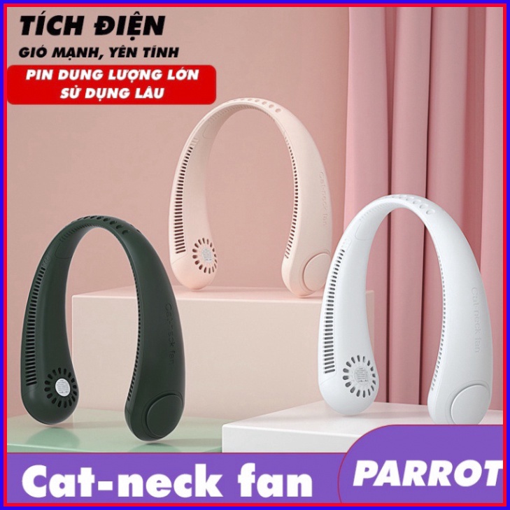 Quạt Mini Đeo Cổ USB - Quạt Tích Điện đeo cổ Tiện Lợi, Điều chỉnh 3 tốc độ gió, Dung Lượng Pin Lớn