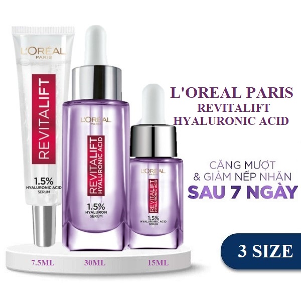 Serum L'Oreal Paris Hyaluronic Acid  30ml Siêu Cấp Ẩm GIảm Nếp Nhăn Da Căng Mướt Sau 7 Ngày.