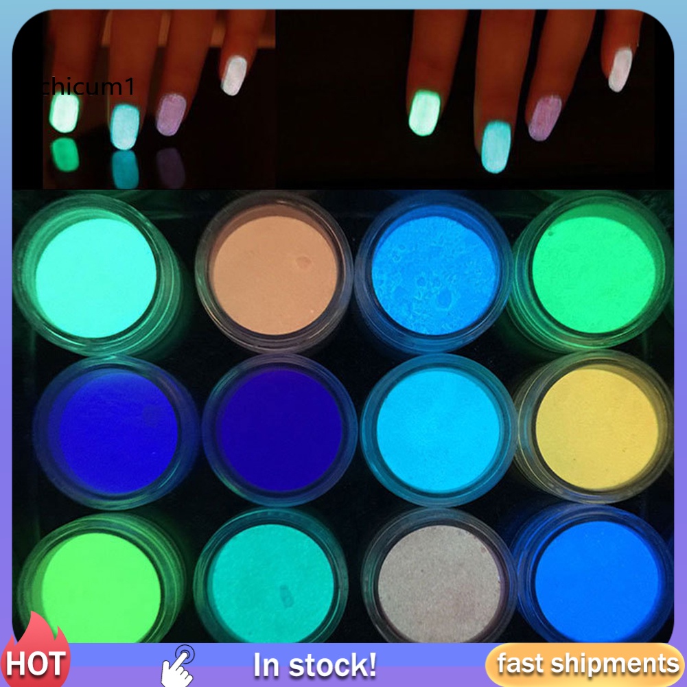 [Hàng mới về] Bột kim tuyến dạ quang lấp lánh trang trí móng tay chx2g