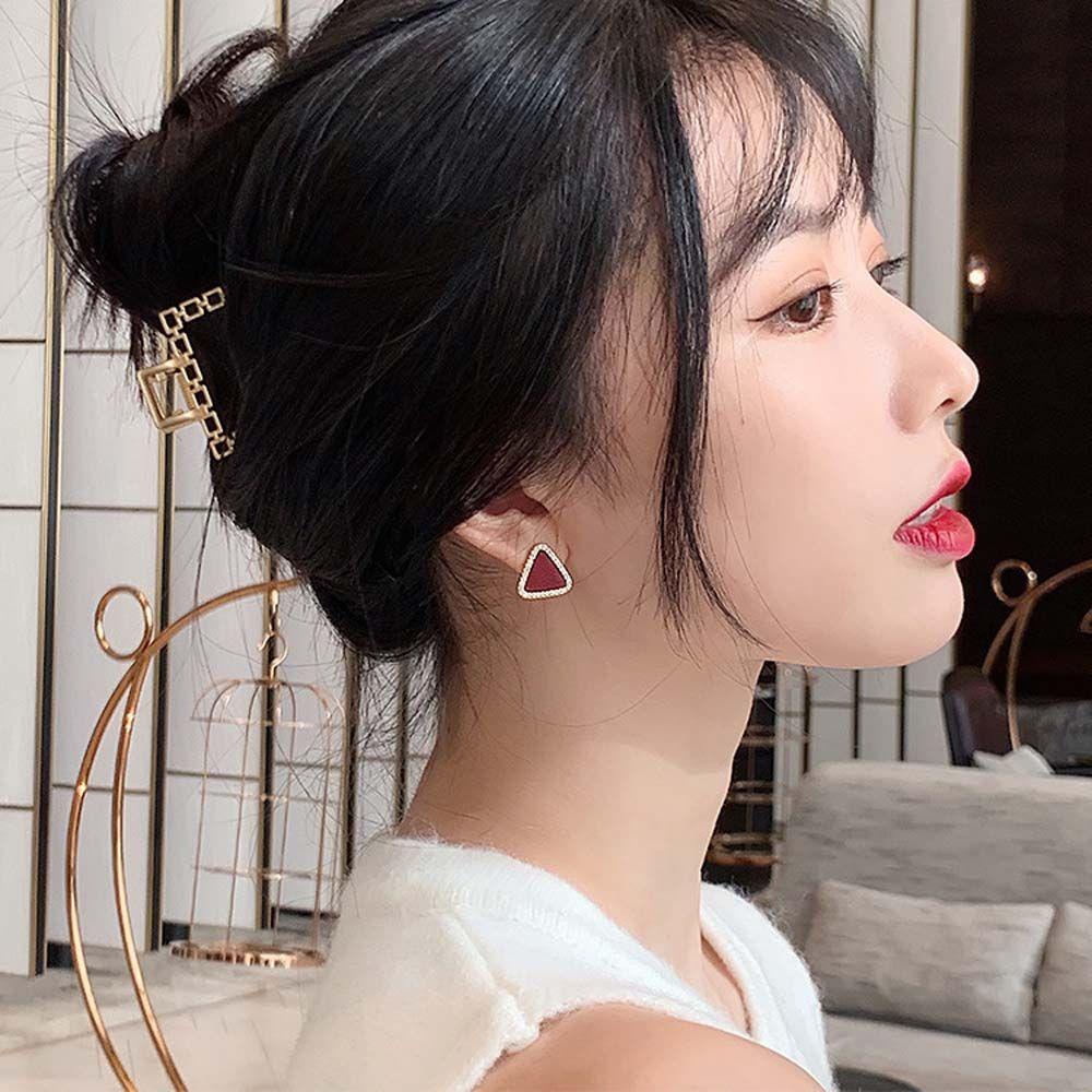 JARRED Khuyên Tai Hình Tam Giác Bằng Hợp Kim Bạc Phong Cách Hàn Quốc Ngọt Ngào