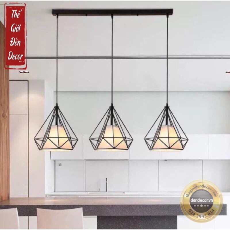 Combo 3 đèn thả kim cương T074 , đèn thả bàn ăn kèm bóng đèn