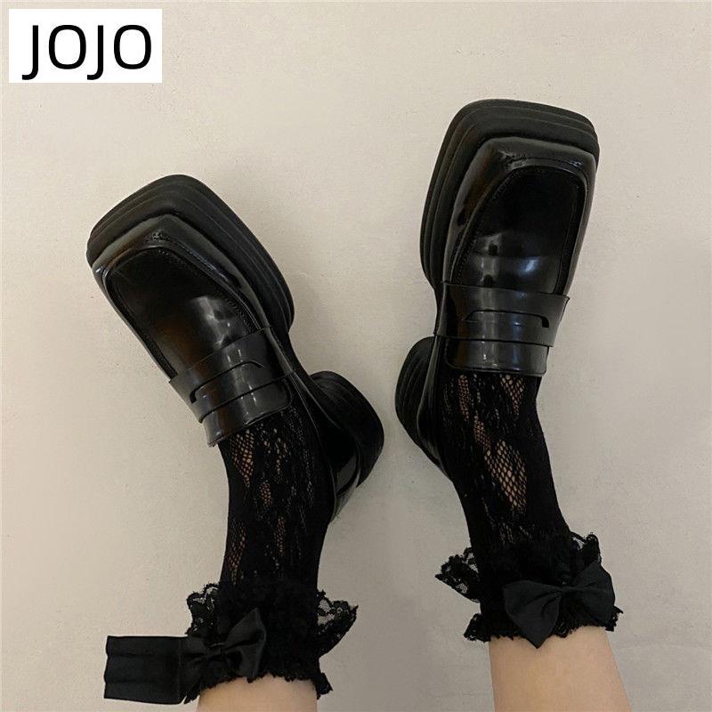Giày Da Mũi Vuông Phong Cách Mary Jane Nhật Bản Cho Nữ