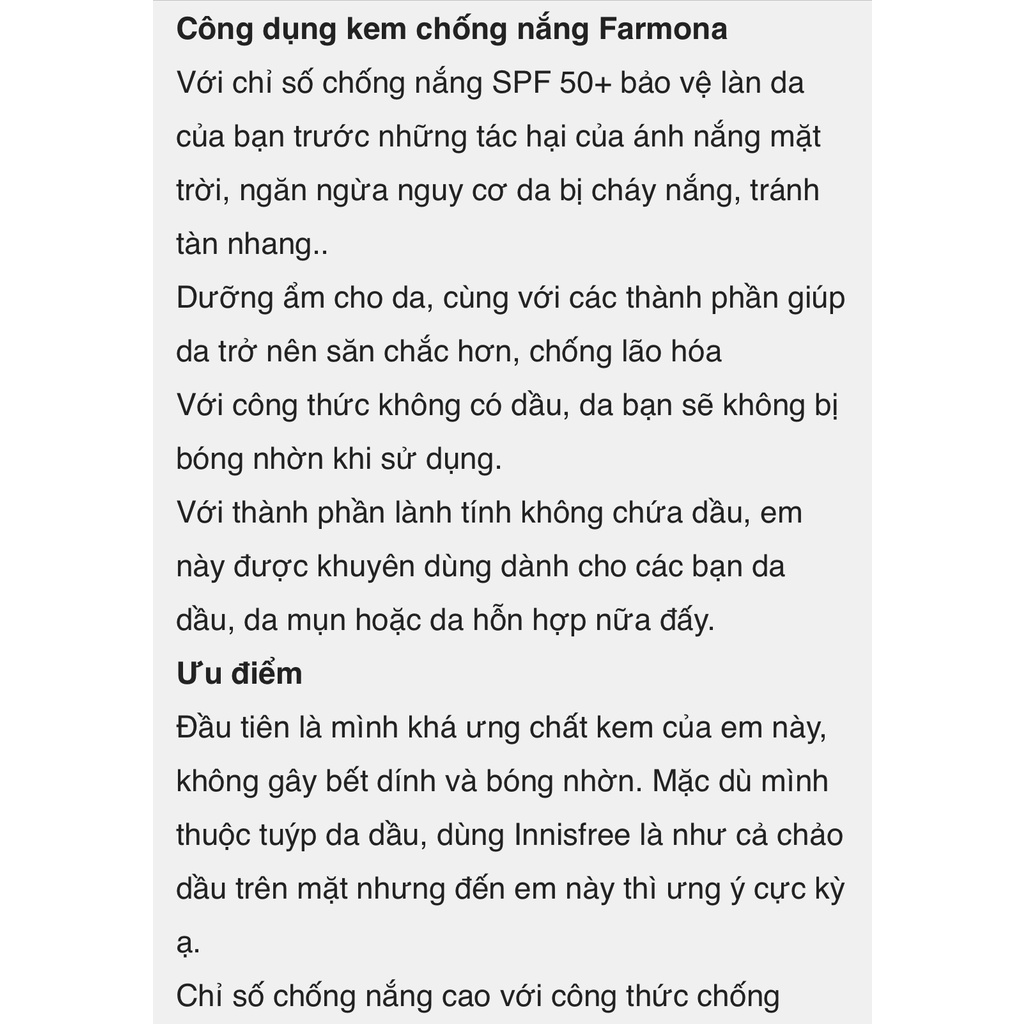 Kem chống nắng FARMONA da dầu mụn 50ml | BigBuy360 - bigbuy360.vn