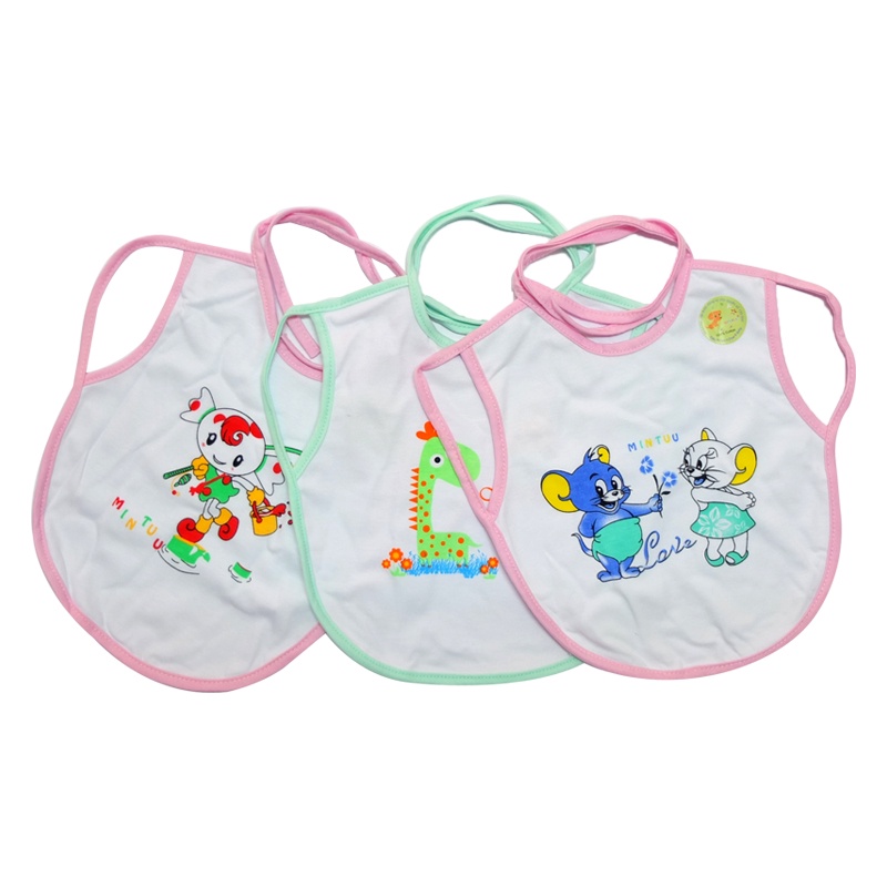Set 5 yếm cotton xỏ tay, buộc dây in hình dễ thương cho bé