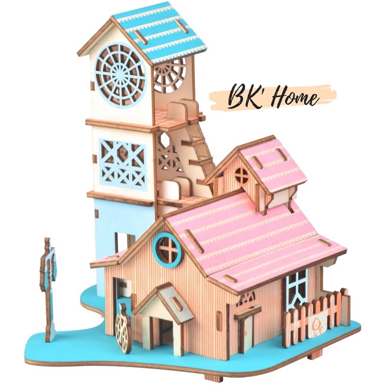 Đồ chơi lắp ráp gỗ 3D Birkeetoys mô hình Villa bên hồ - 58 mảnh ghép